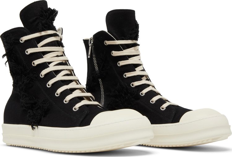 Rick Owens DRKSHDW Strobe Cotton Denim Slashed High Black Milk