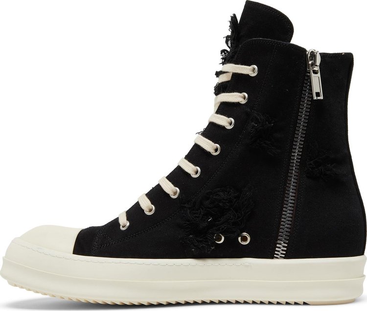 Rick Owens DRKSHDW Strobe Cotton Denim Slashed High Black Milk