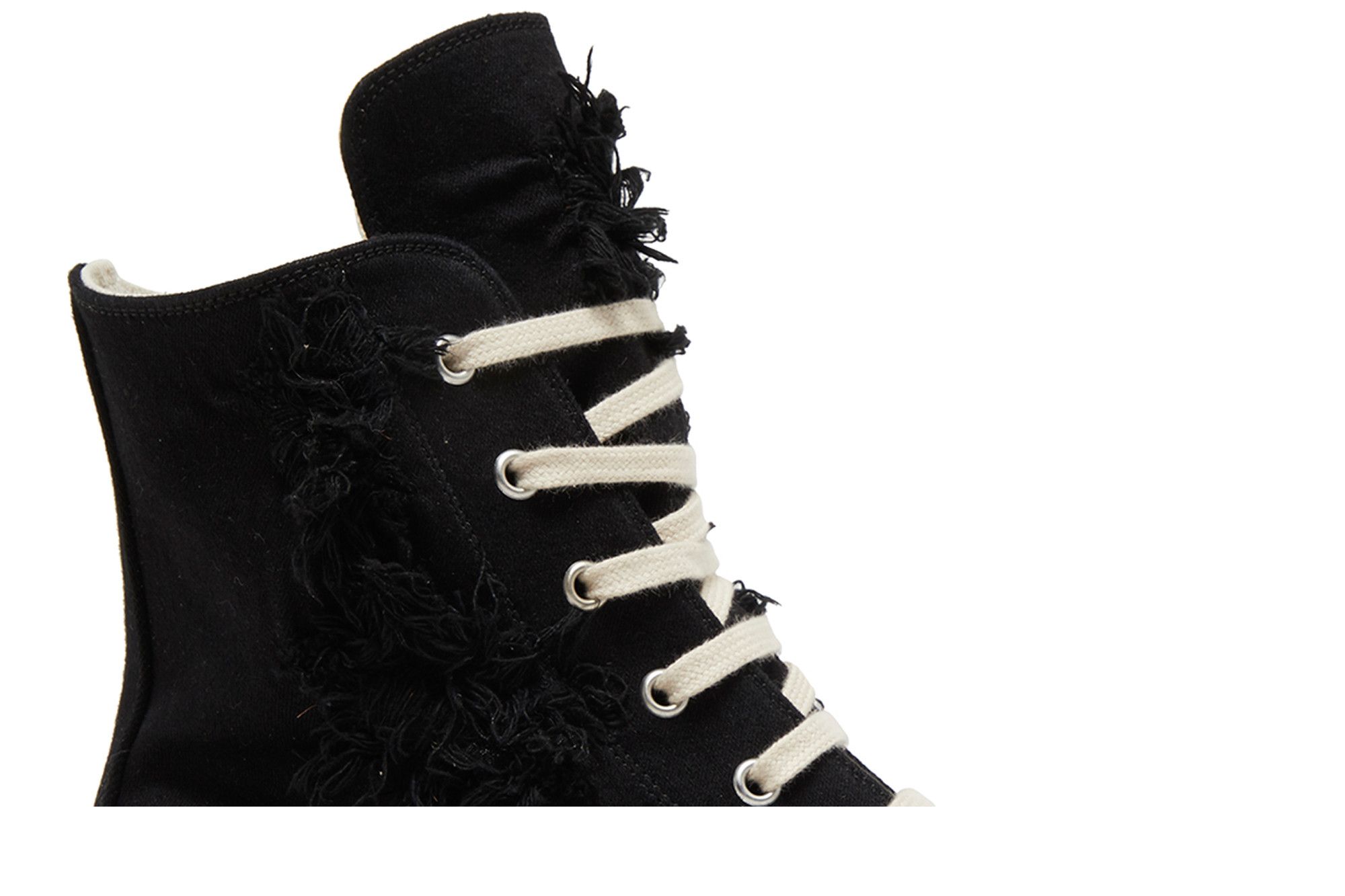 Size 10.0 Rick Owens DRKSHDW Strobe Cotton Denim Slashed High 'Black Milk'