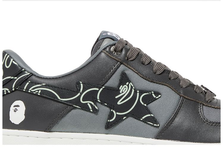 Bapesta Text Code Camo   Charcoal