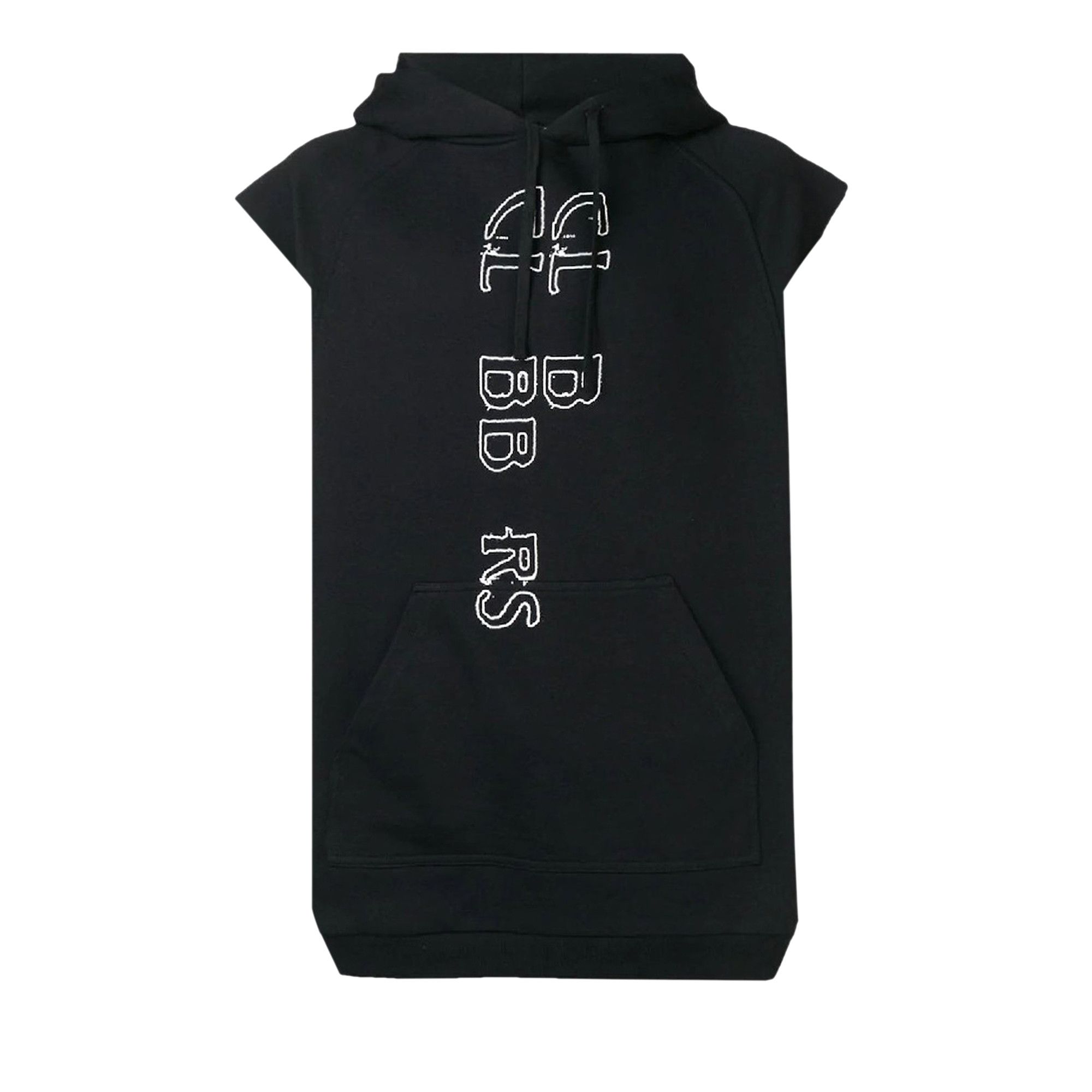 Buy Raf Simons Sleeveless Graphic Hoodie 'Black/White' - 191 196