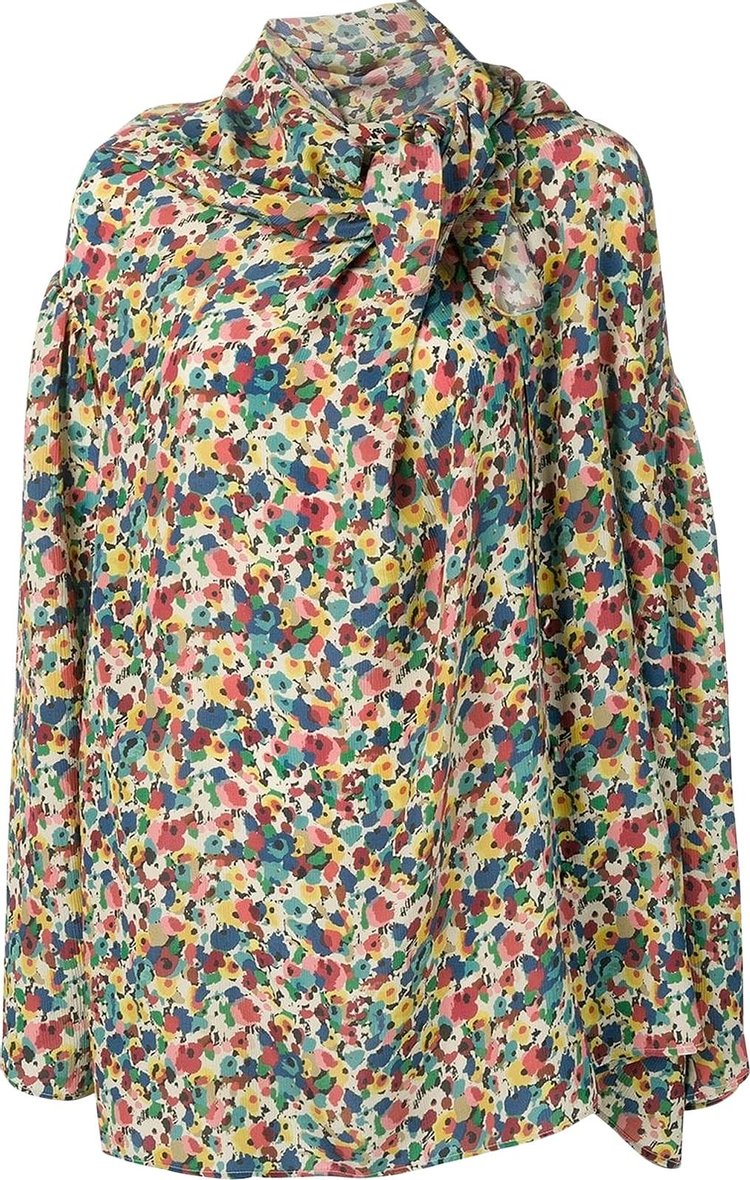 Balenciaga Floral Print Assymetric Shirt 'Multicolor'