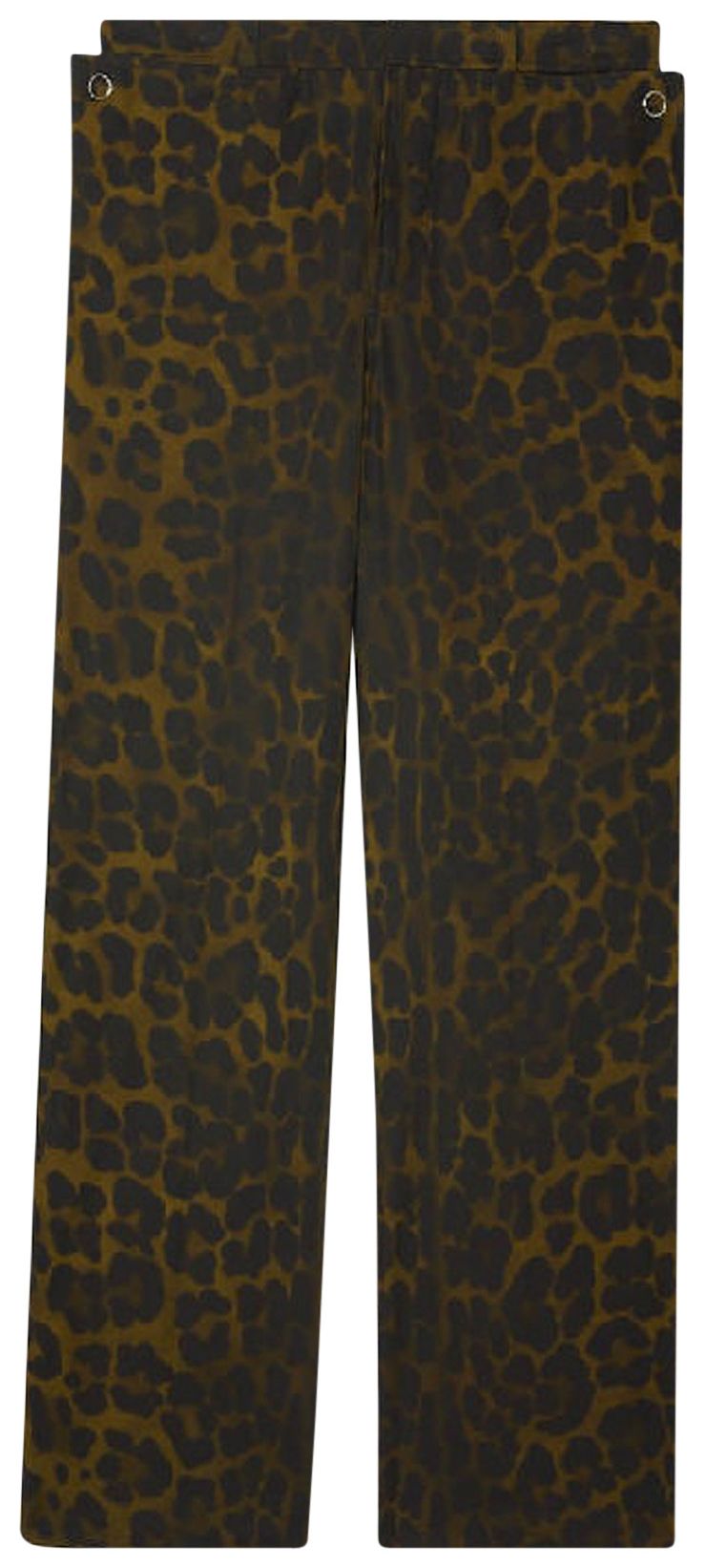 Burberry Leopard Print Straight Leg Cotton Trousers Khaki Green