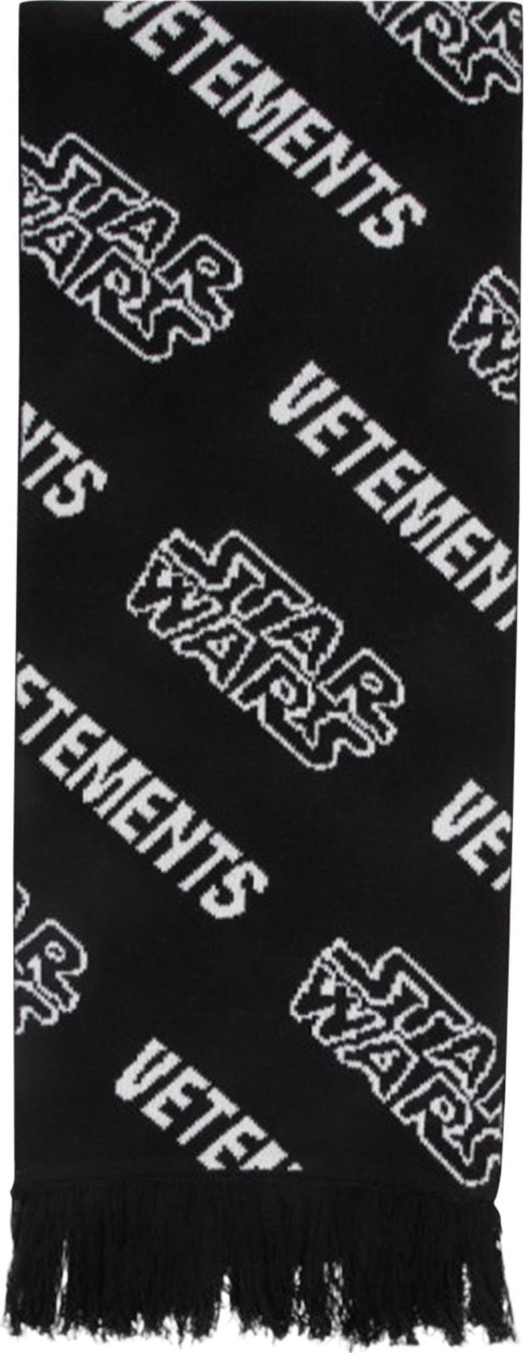 Vetements All Over Logo Knitted Scarf 'Black/White'