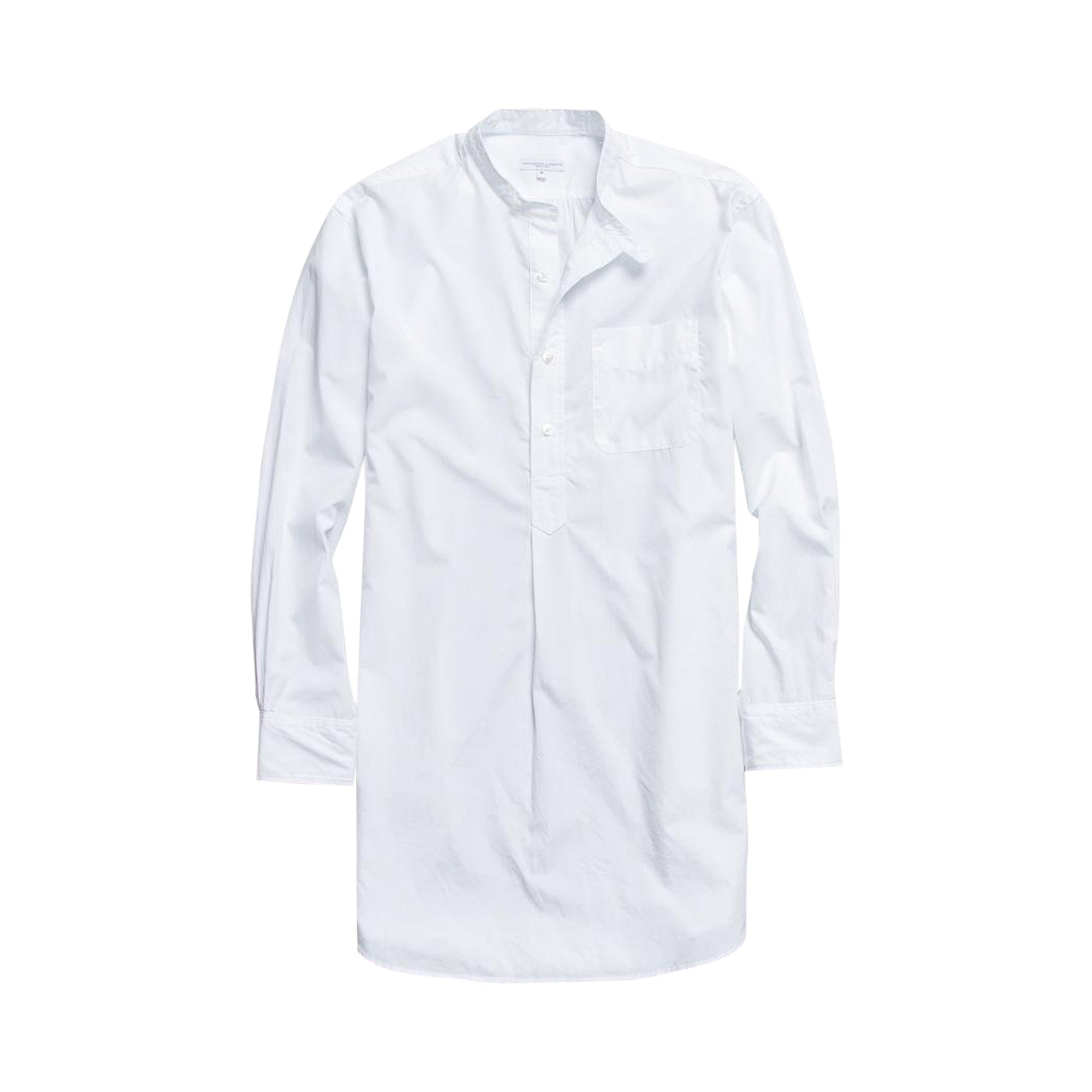 Buy Engineered Garments Banded Collar Long Broadcloth Shirt 'White