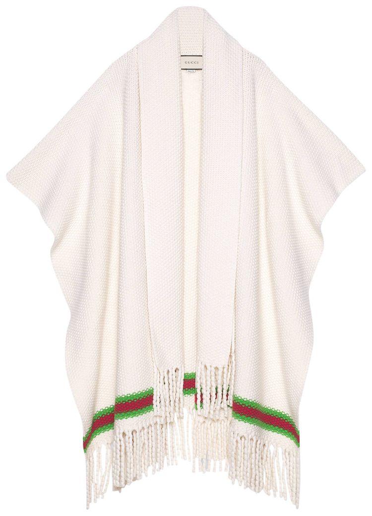 Gucci Wool Oversize Cape With Scarf Ivory