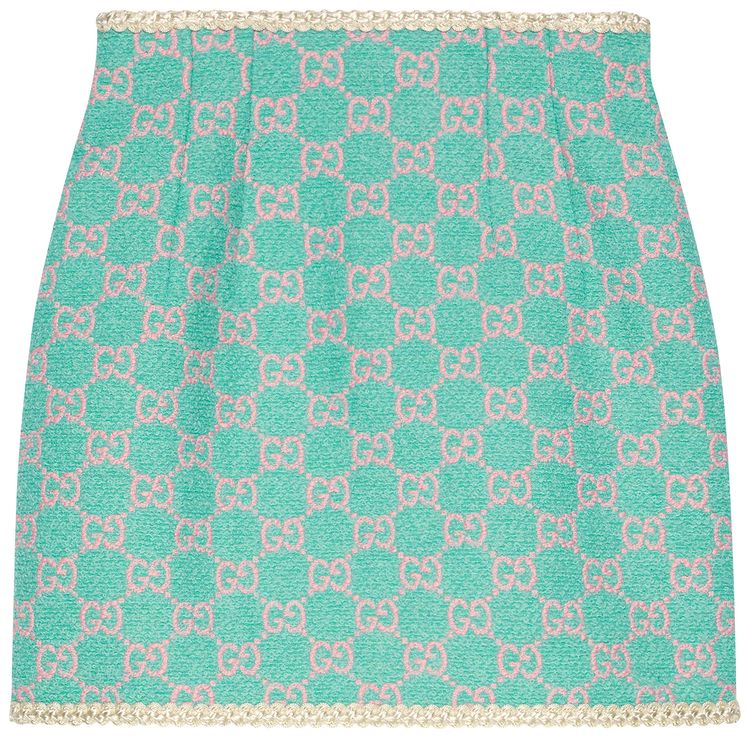 Gucci GG Tweed Mini Skirt Light BluePink