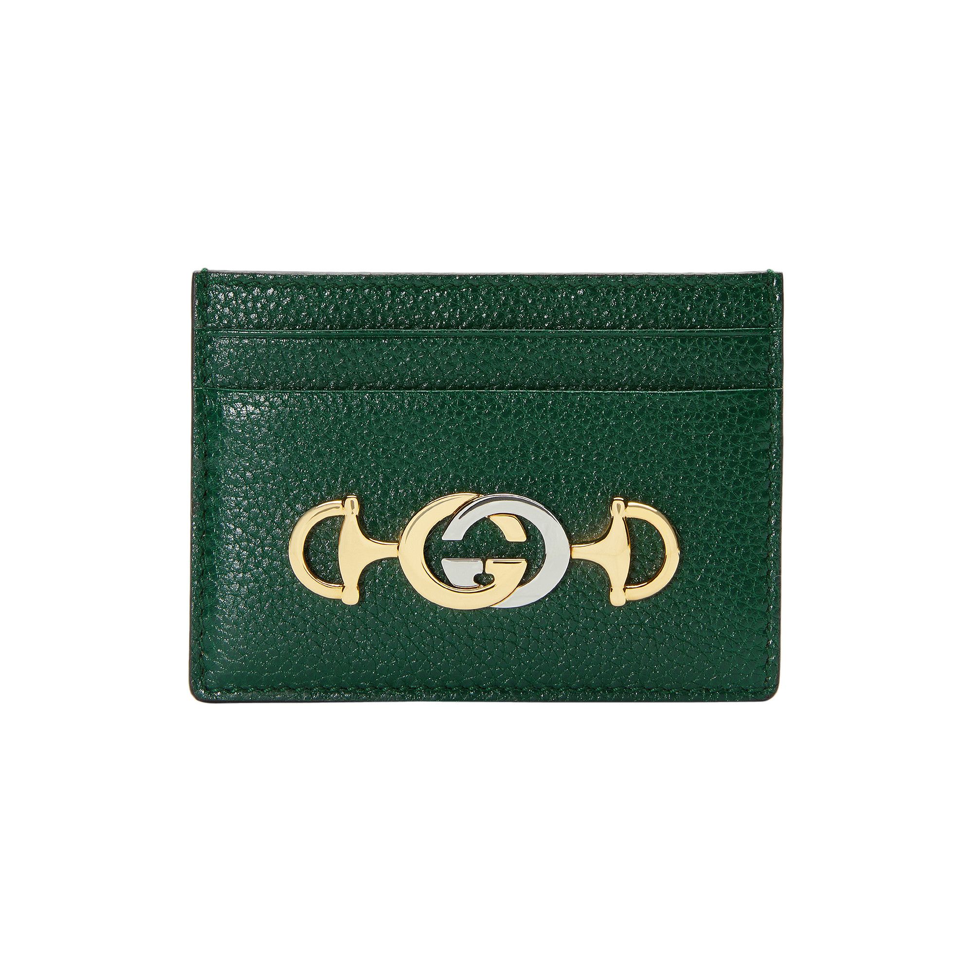 Buy Gucci Grainy Leather Zumi Card Case Wallet 'Vintage Green