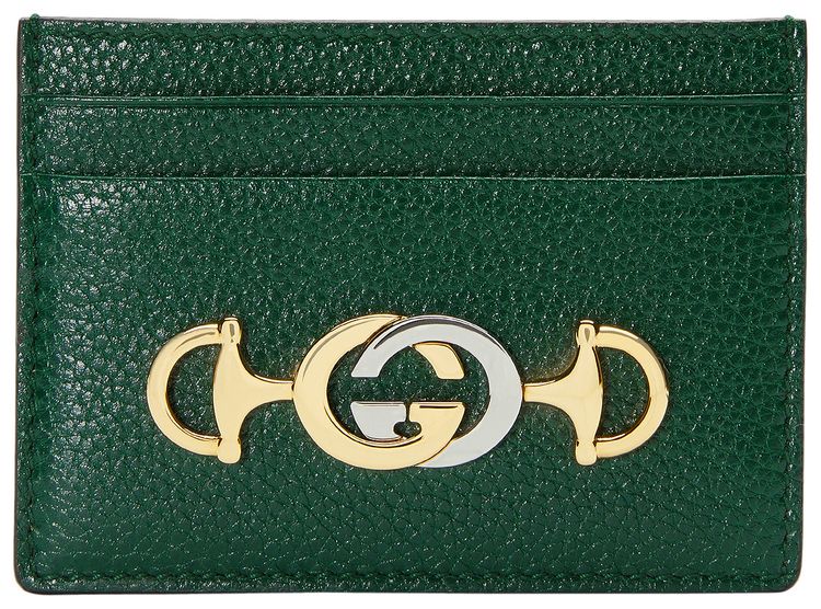 Gucci Grainy Leather Zumi Card Case Wallet Vintage Green