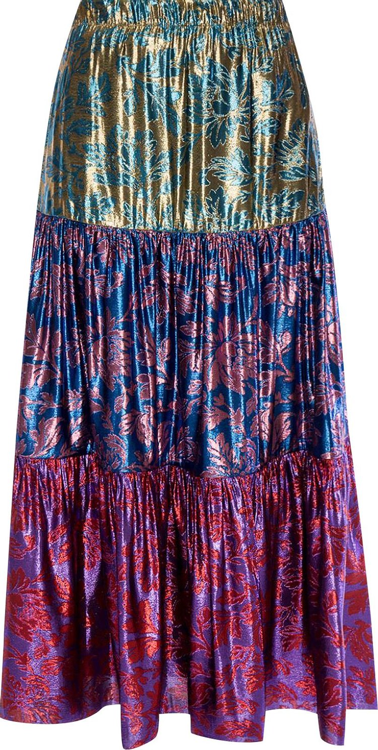 Buy Gucci Branch Of Leaves Pattern Skirt 'Gold/Blue' - 560913 ZABA9 ...