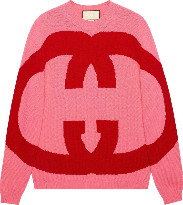 Gucci GG Logo Intarsia Oversized Wool Sweater 'Pink'