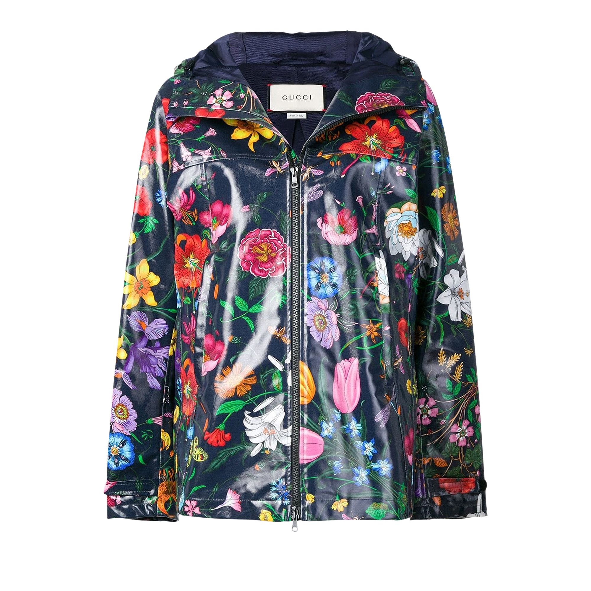 Buy Gucci Floral Print Parka Coat Navy Multicolor 543473 ZLE64