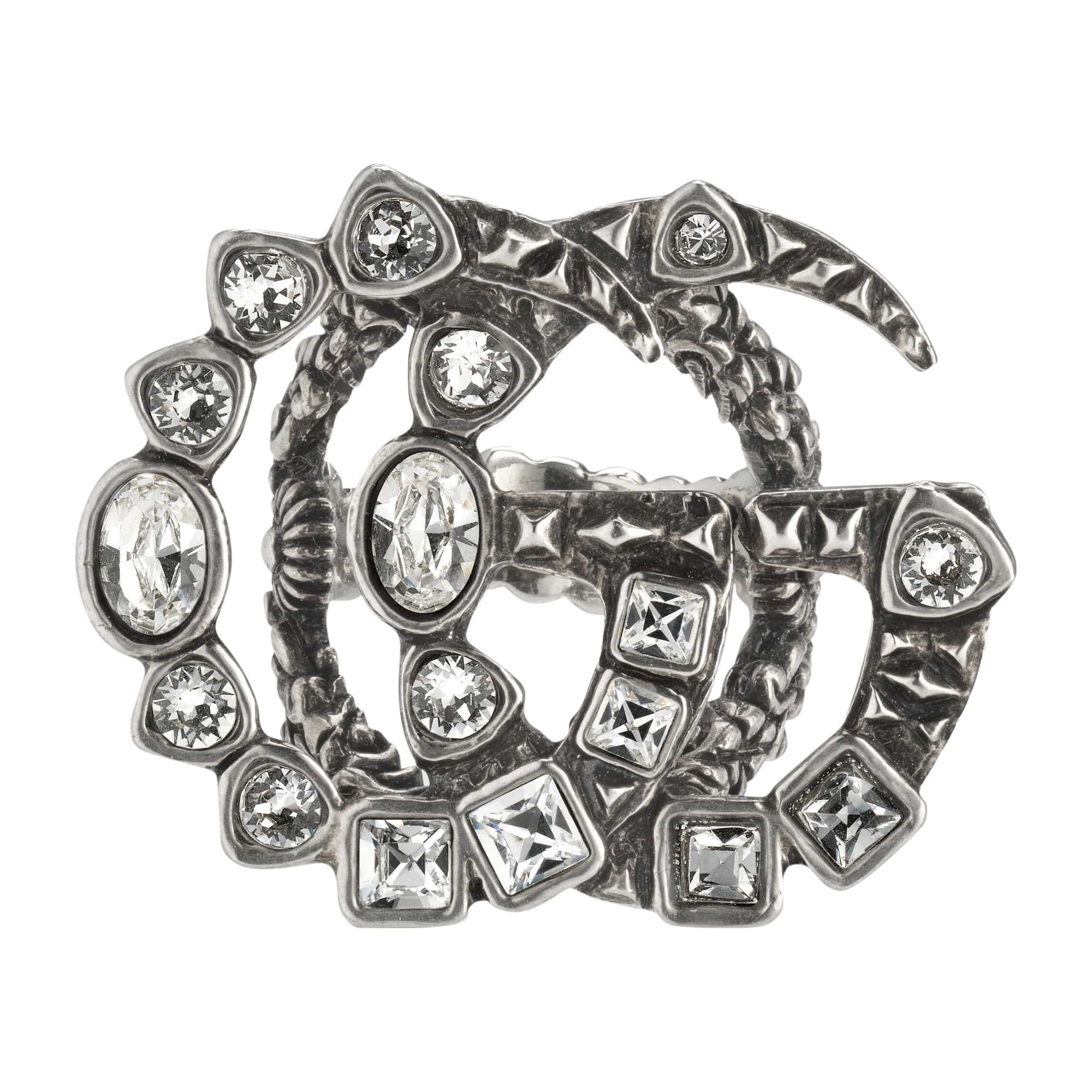 Buy Gucci Crystal Double G Ring 'Aged Palladium' - 529050 J1D50
