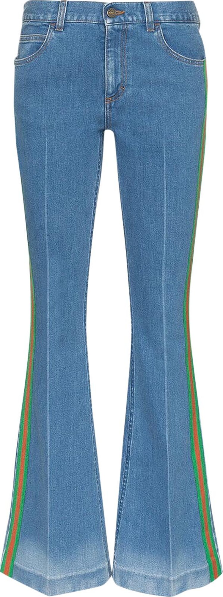 Gucci Contrast Side Stripe Denim Flare Pant 'Blue/Green'