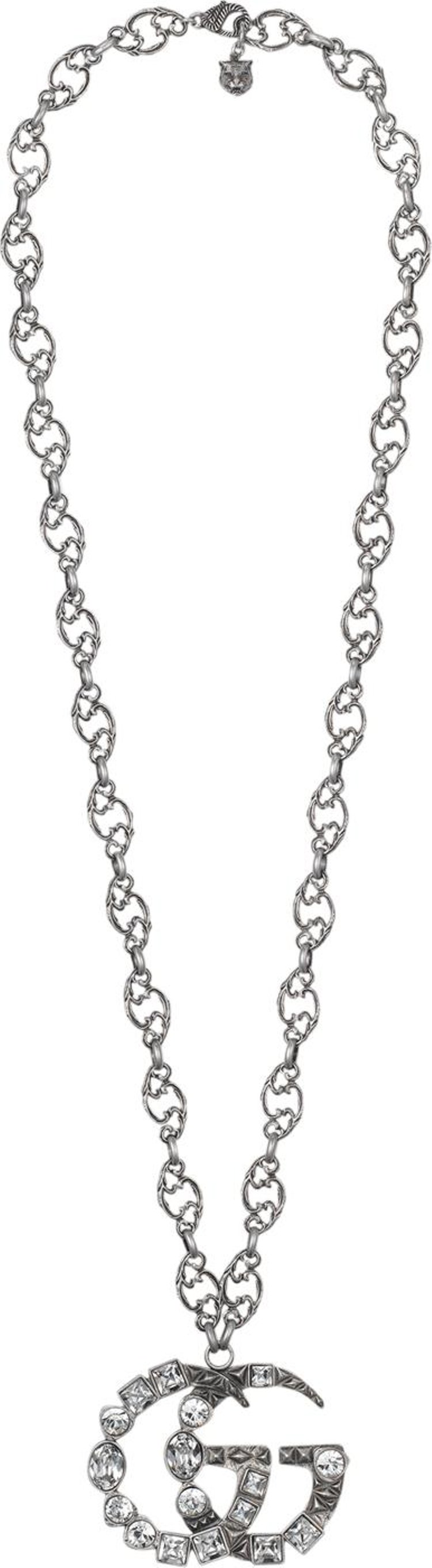 Gucci Crystal Double G necklace 'Aged Palladium' | GOAT
