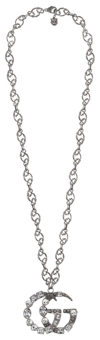 Gucci Crystal Double G necklace Aged Palladium