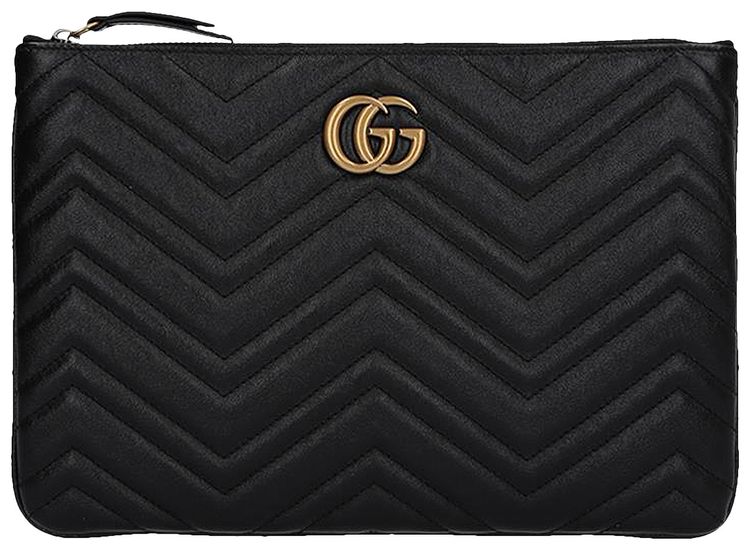 Gucci Leather GG Marmount Pouch With Heart Black