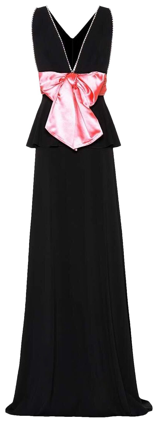 Gucci Embellished Bow Peplum Gown Black