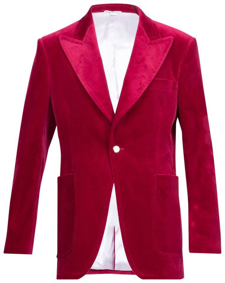 Gucci Velvet Single Breasted Blazer Red