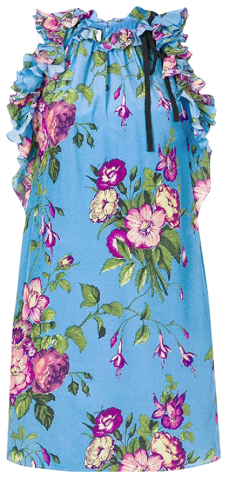 Gucci August Bouquet Silk Dress Sky Blue