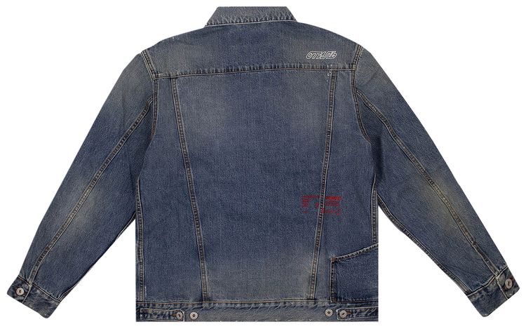 Heron Preston Washed Denim Logo Worker Jacket Blue