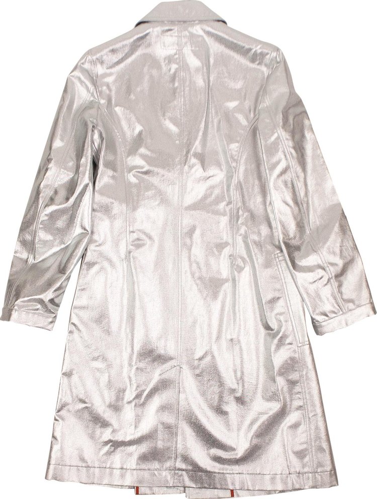 Heron Preston Metallic Contrast Panel Trench Coat Silver