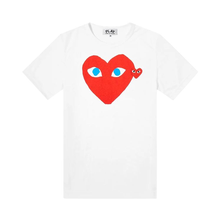Comme des Garcons PLAY Double Heart Logo T Shirt White