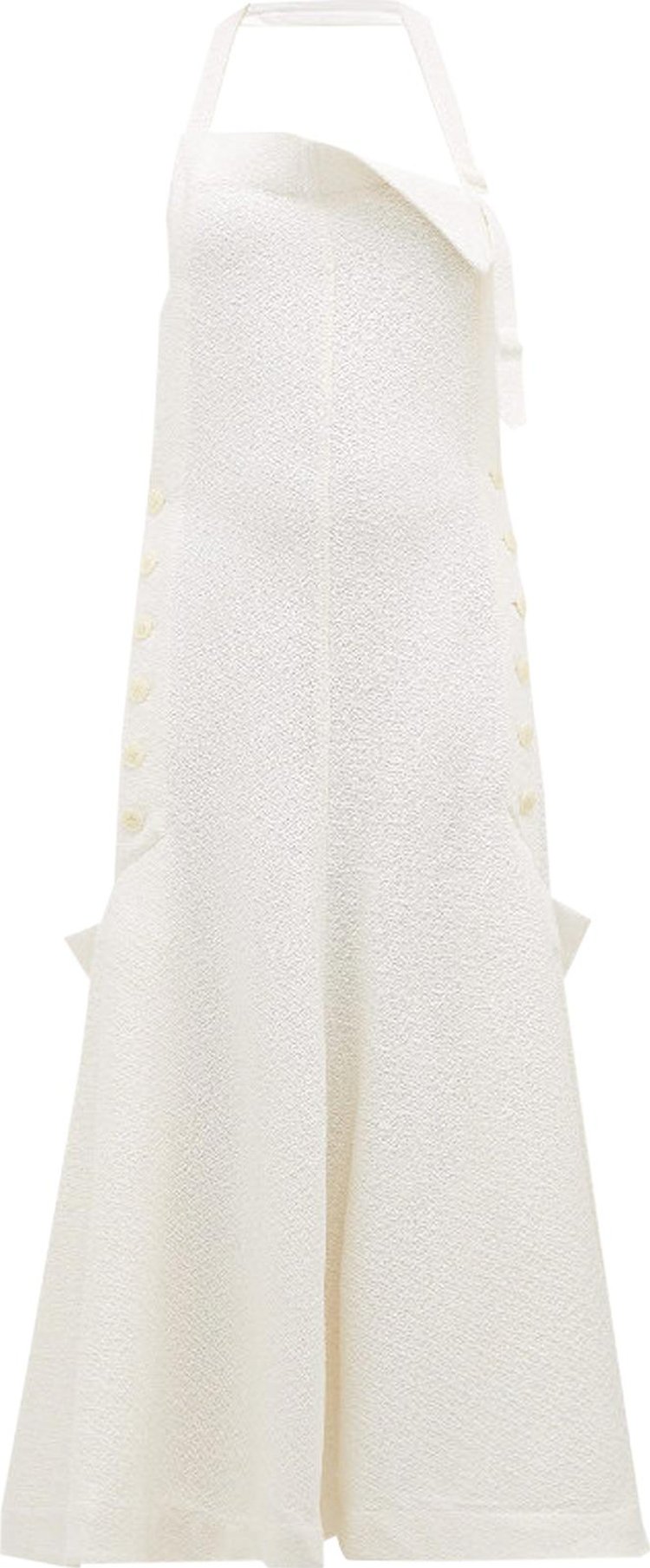 Jacquemus Tablier Open-Back Textured-Crepe Halterneck Dress 'White'