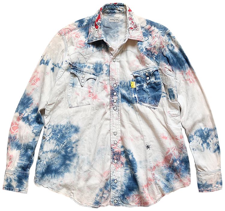 Kapital Tie Dye Denim Western Shirt IndigoPink