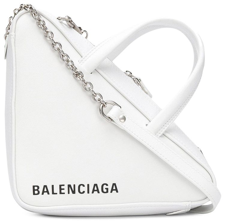 Balenciaga Triangle Chain Crossbody Bag White
