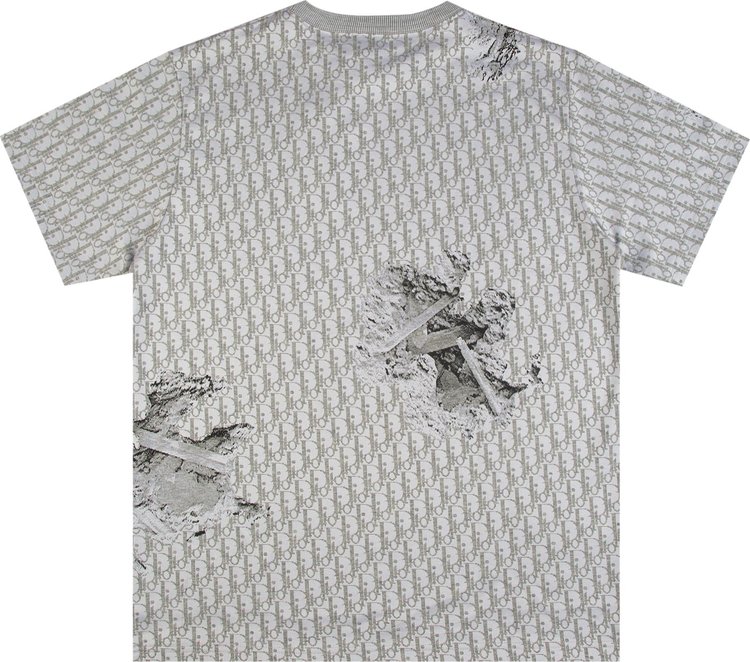 Dior x Daniel Arsham Eroded Oblique Jacquard T Shirt Grey