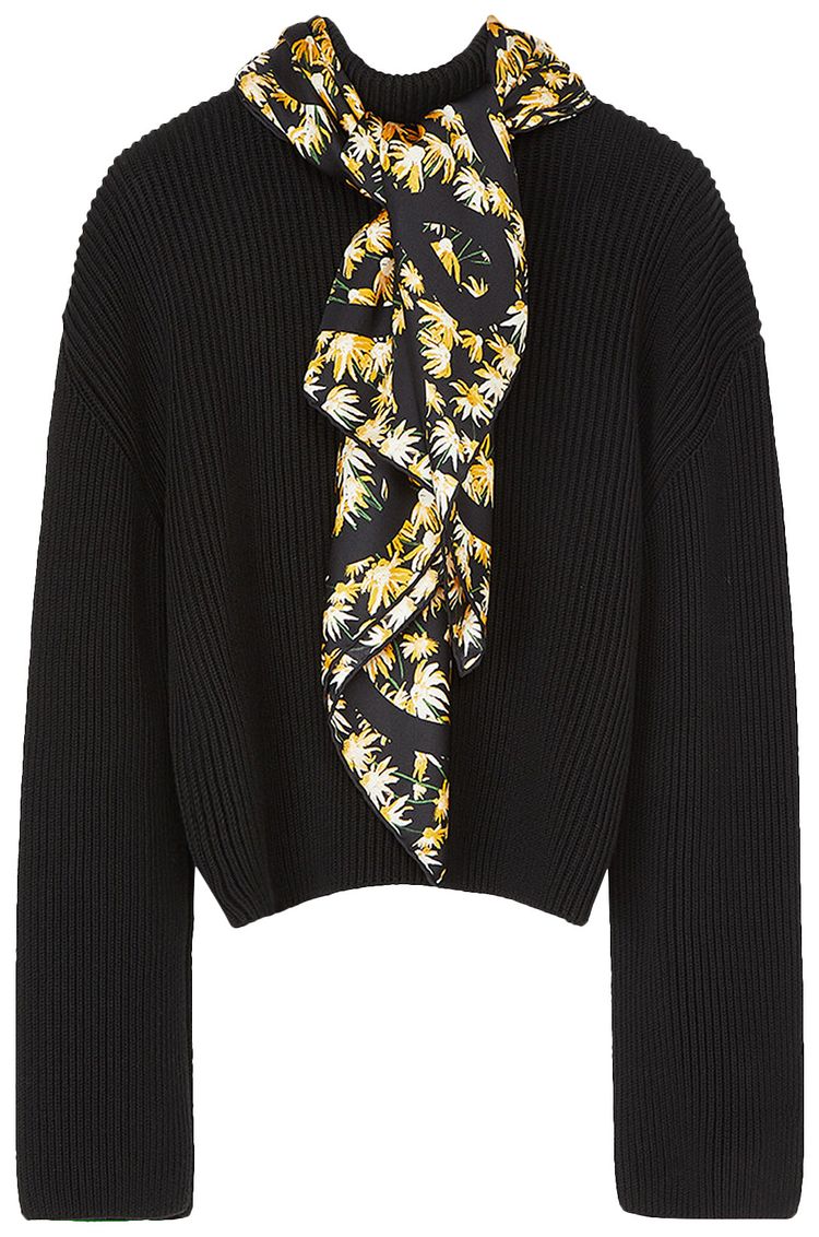 Loewe Daisy Silk Scaf Sweater Black