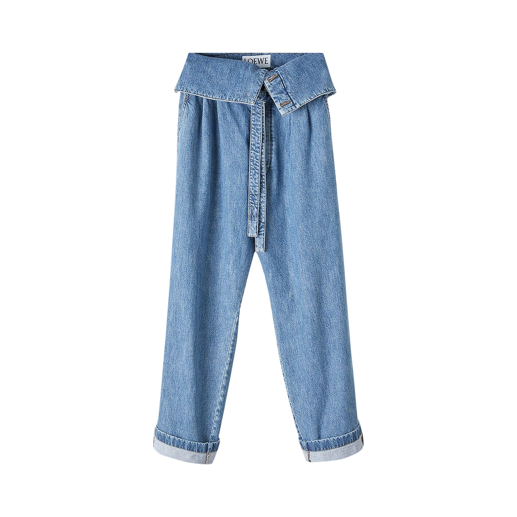 Buy Loewe Belted Pleated Oversize Jeans 'Blue Denim