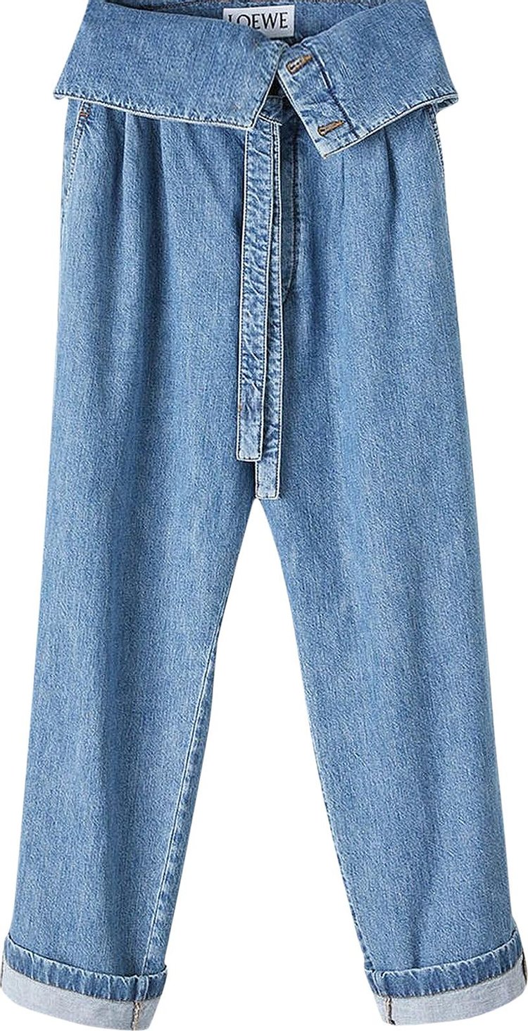 Loewe Belted Pleated Oversize Jeans 'Blue Denim'