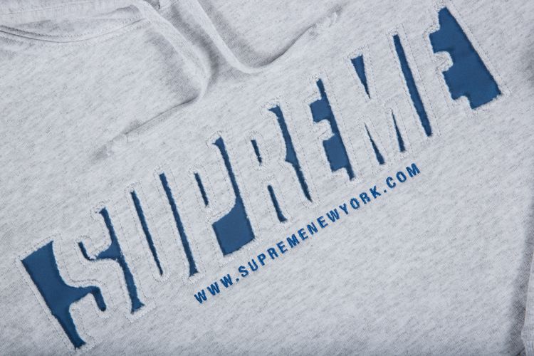 Supreme Reflective Cutout Hooded Sweatshirt Ash Grey