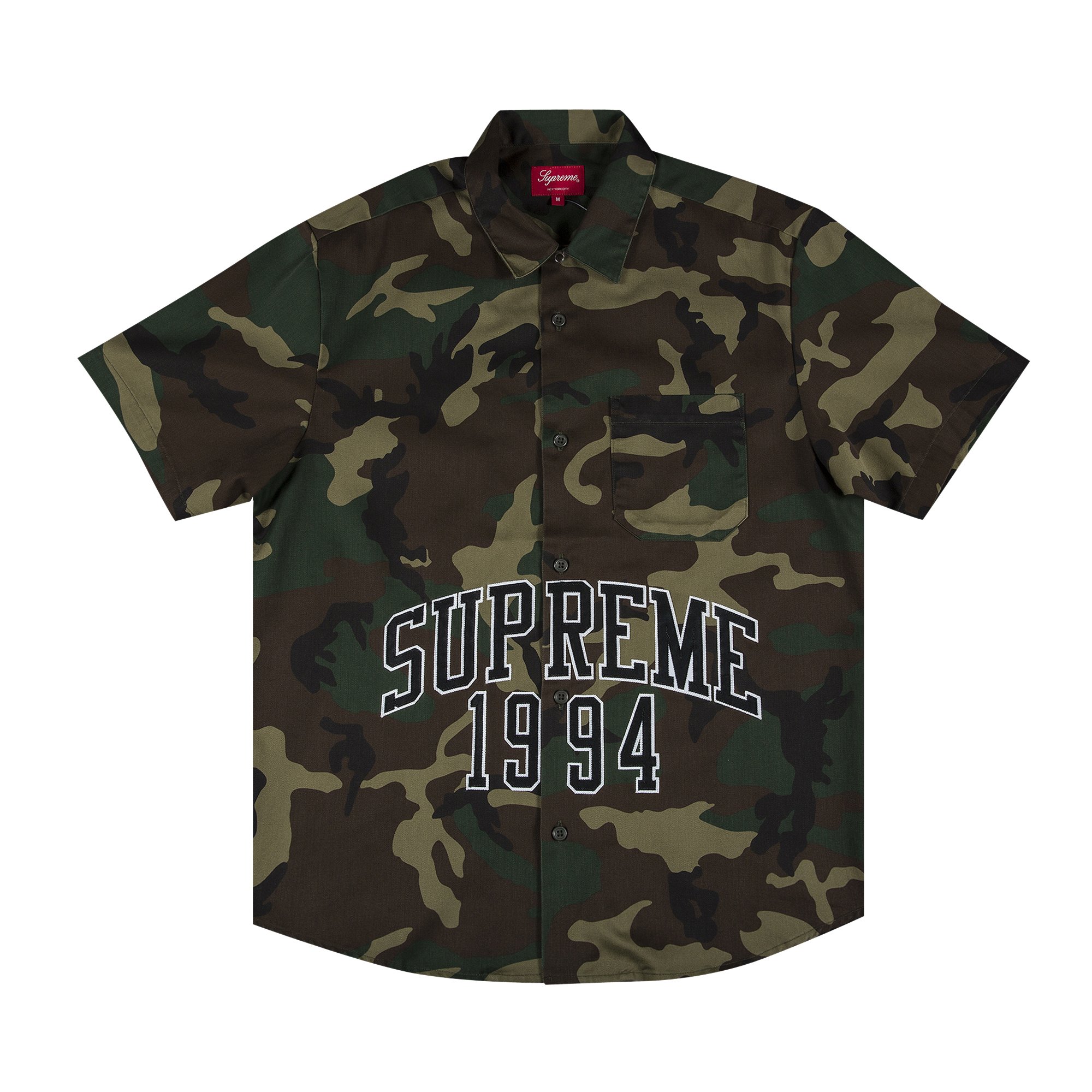 Buy Supreme Arc Logo Short-Sleeve Work Shirt 'Woodland Camo