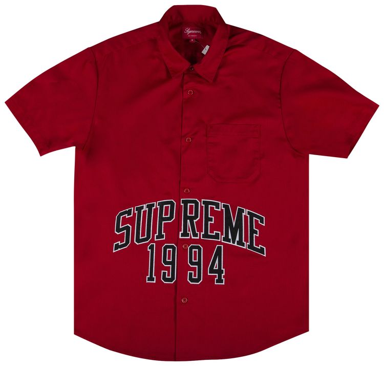 Supreme Arc Logo Short Sleeve Work Shirt Red