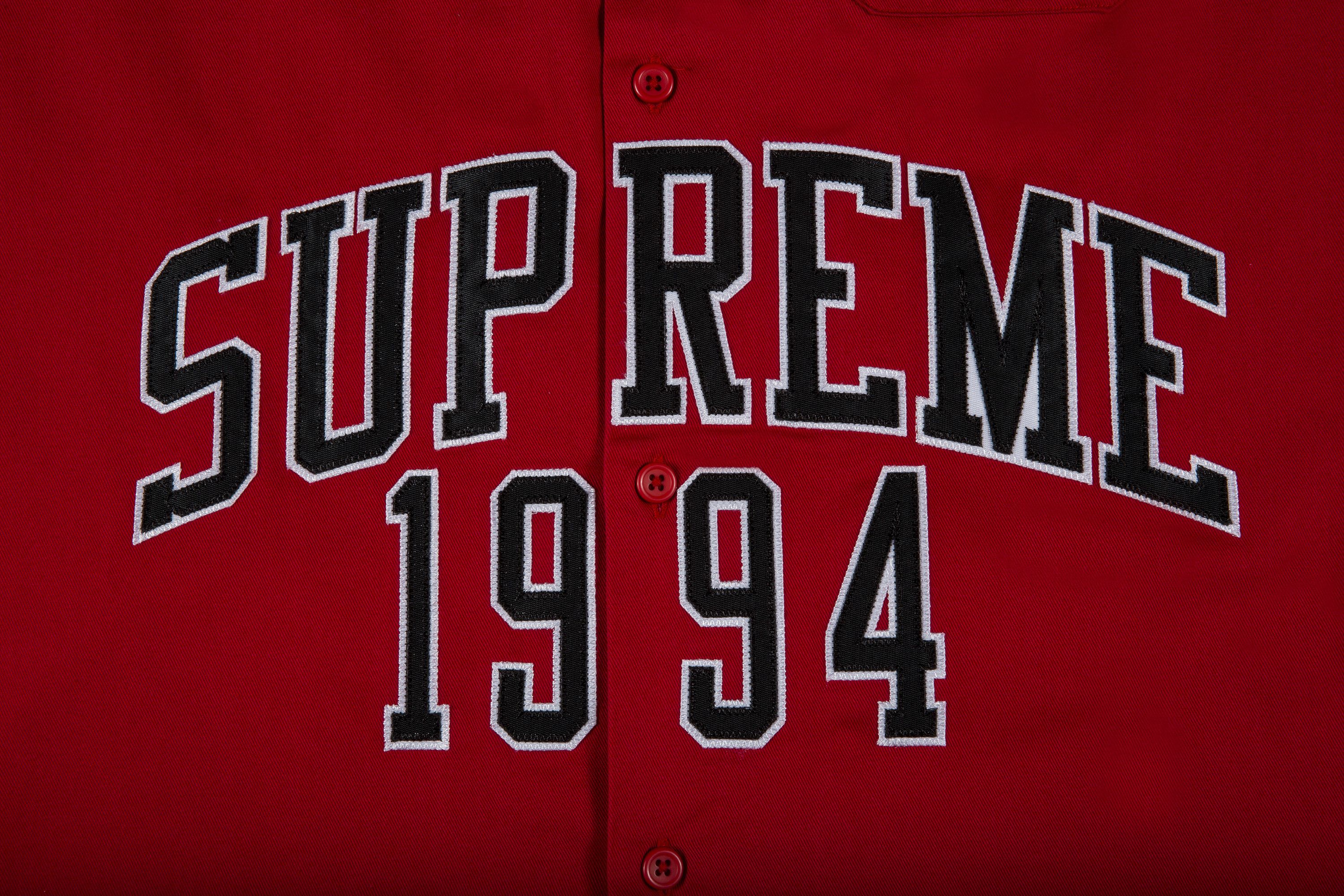 Buy Supreme Arc Logo Short-Sleeve Work Shirt 'Red' - SS20S14