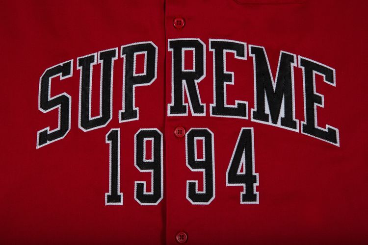 Supreme Arc Logo Short Sleeve Work Shirt Red