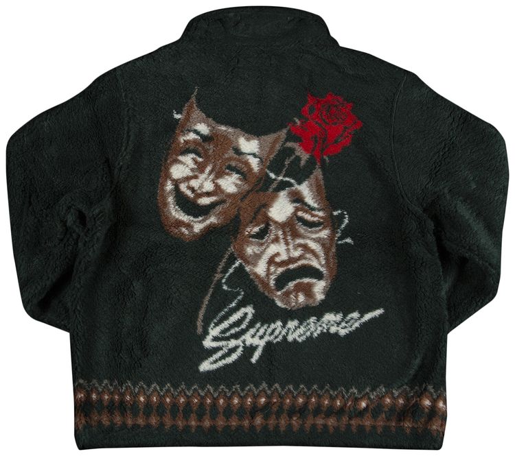 Supreme Drama Mask Fleece Jacket Dark Green