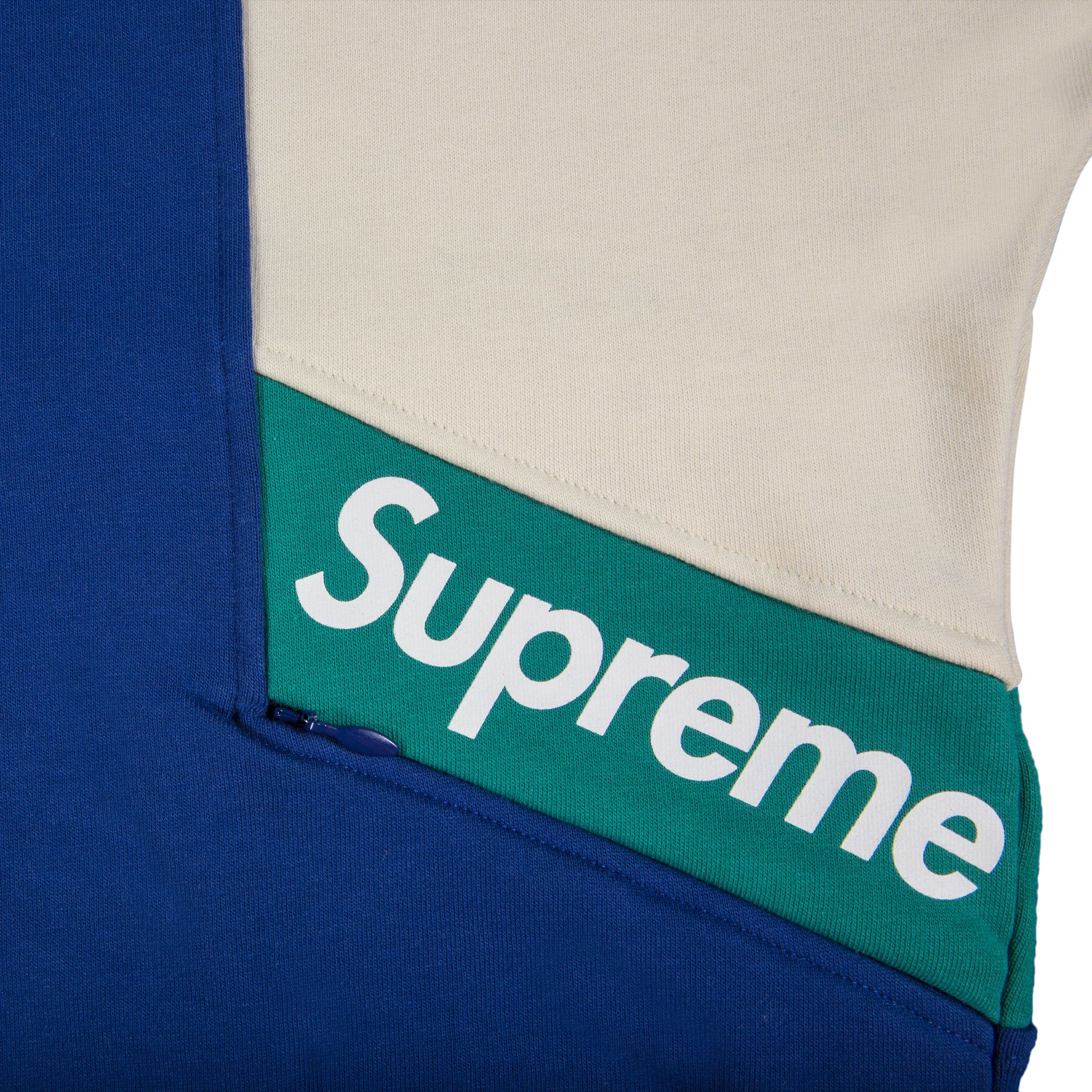 Buy Supreme Color Blocked Zip Up Hooded Sweatshirt 'Royal