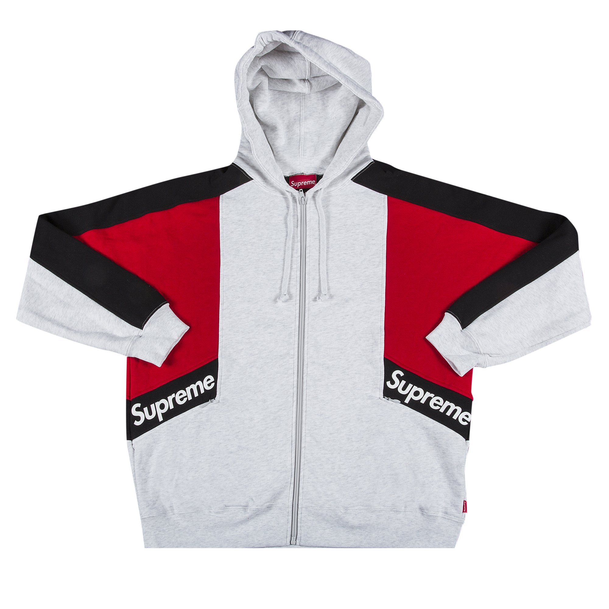 Buy Supreme Color Blocked Zip Up Hooded Sweatshirt 'Ash Grey ...