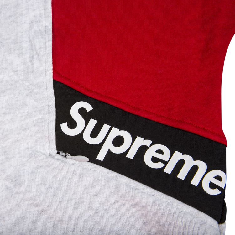 Supreme Color Blocked Zip Up Hooded Sweatshirt Ash Grey