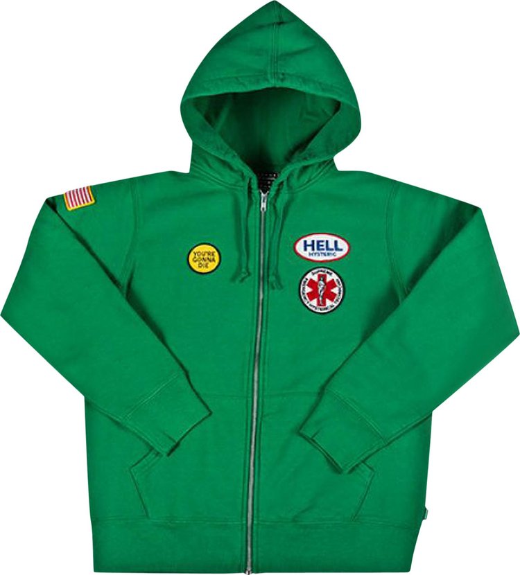 Supreme Hysteric Glamour Patches Zip Up Sweatshirt 'Green'