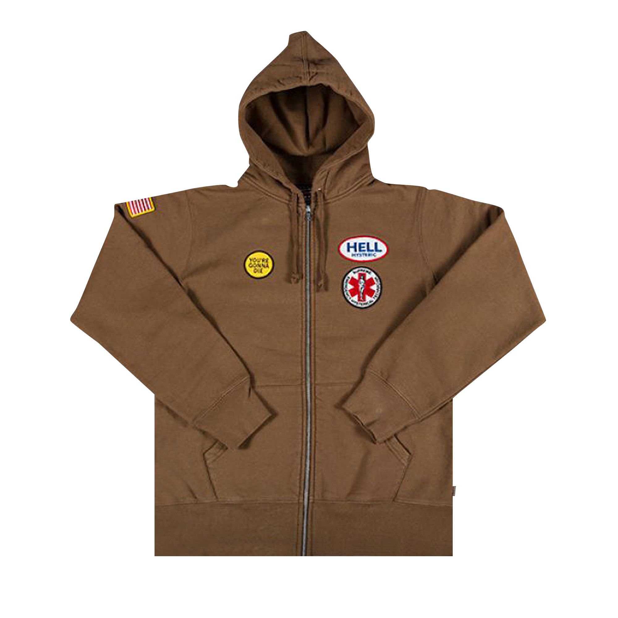 Size l Supreme Hysteric Glamour Patches Zip Up Sweatshirt Brown