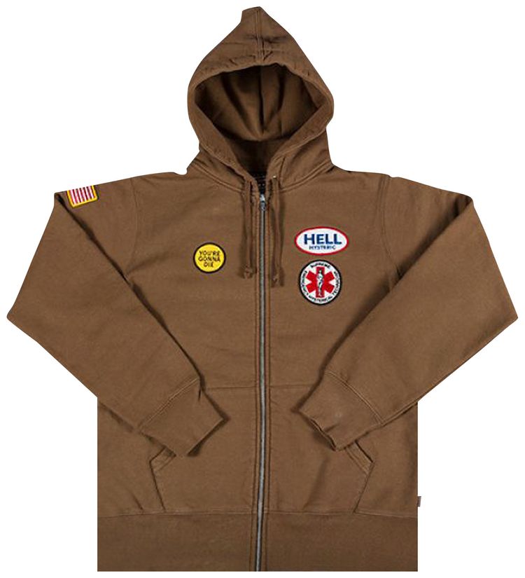 Supreme Hysteric Glamour Patches Zip Up Sweatshirt Brown