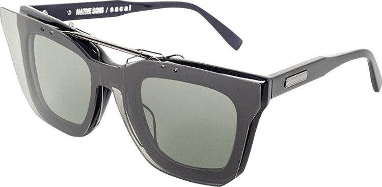 Sacai Rectangular Frame Tortoiseshell Sunglasses 'Black'