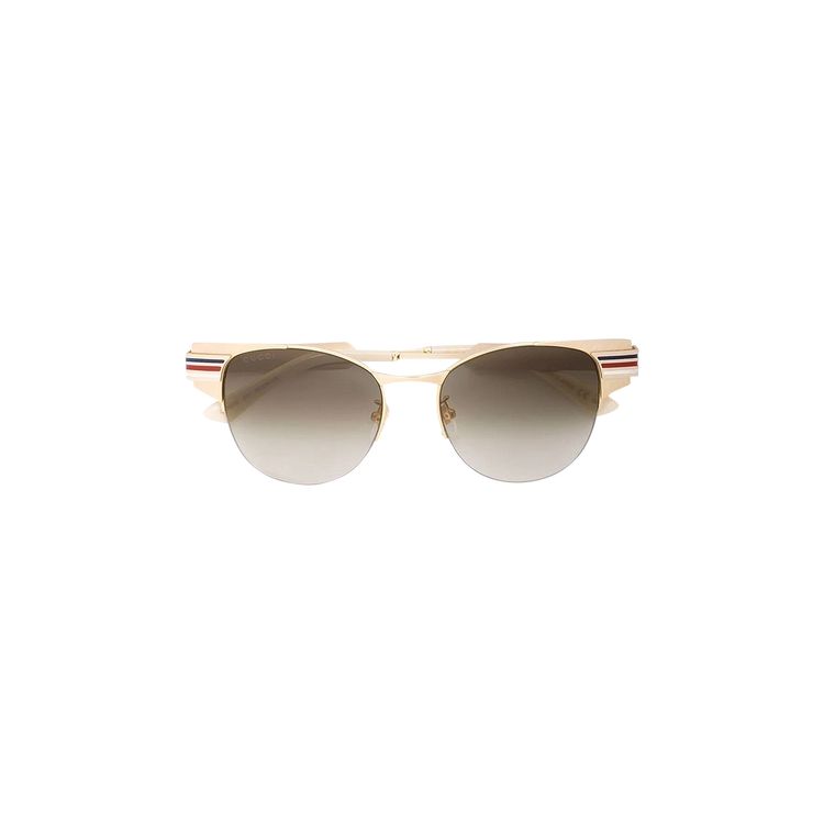 Gucci Round Stripe Winged Sunglasses Gold