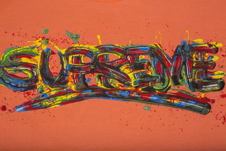Supreme Paint Logo Tee Neon Orange