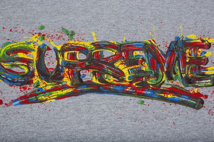 Supreme Paint Logo Tee Heather Grey